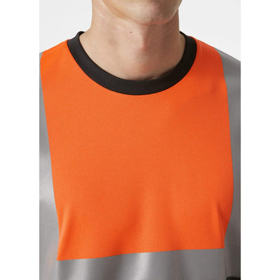 Helly Hansen Addvis Long-Sleeve Hi-Vis T-Shirt Class 1 Orange/Ebony Feature 2#colour_orange-ebony