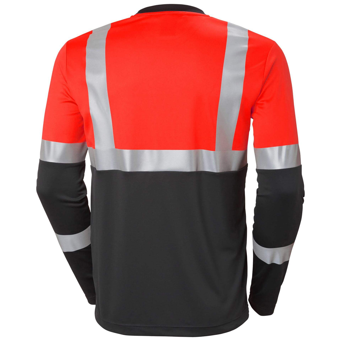 Helly Hansen Addvis Long-Sleeve Hi-Vis T-Shirt Class 1 Red/Ebony Back#colour_red-ebony