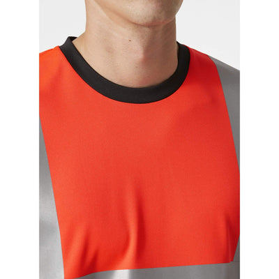 Helly Hansen Addvis Long-Sleeve Hi-Vis T-Shirt Class 1 Red/Ebony Feature 2#colour_red-ebony