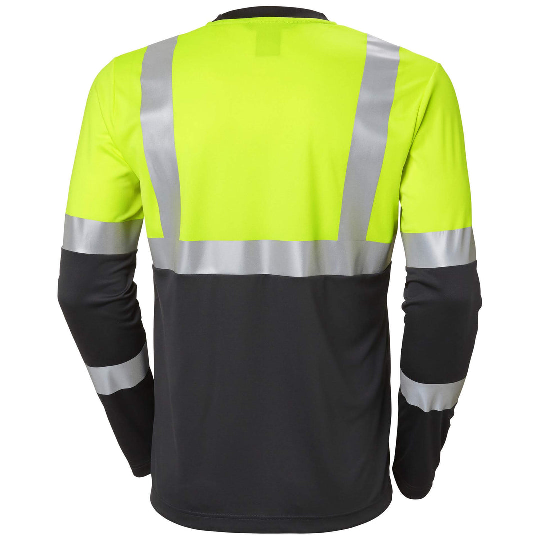 Helly Hansen Addvis Long-Sleeve Hi-Vis T-Shirt Class 1 Yellow/Ebony Back#colour_yellow-ebony