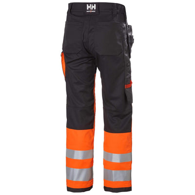 Helly Hansen Alna 2.0 Hi Vis Construction Stretch Trousers Class 1 Orange/Ebony 2 Rear #colour_orange-ebony