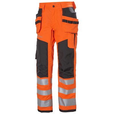 Helly Hansen Alna 2.0 Hi Vis Construction Stretch Trousers Class 2 Orange/Ebony 1 Front #colour_orange-ebony