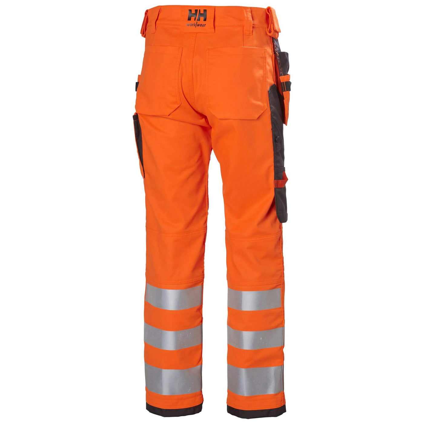 Helly Hansen Alna 2.0 Hi Vis Construction Stretch Trousers Class 2 Orange/Ebony 2 Rear #colour_orange-ebony