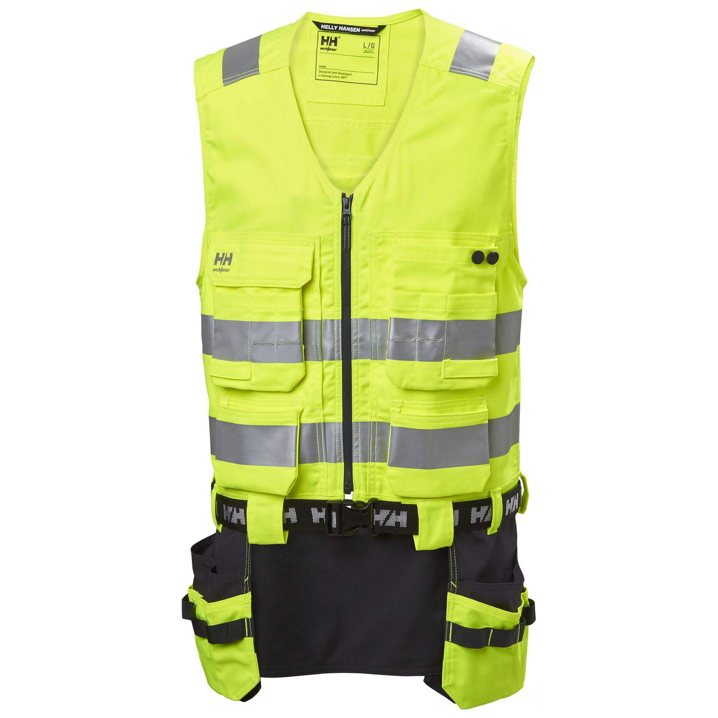 Helly Hansen Alna 2.0 Hi Vis Construction Vest Yellow/Ebony 1 Front #colour_yellow-ebony