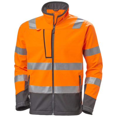 Helly Hansen Alna 2.0 Hi Vis Softshelll Jacket Orange/Ebony 1 Front #colour_orange-ebony
