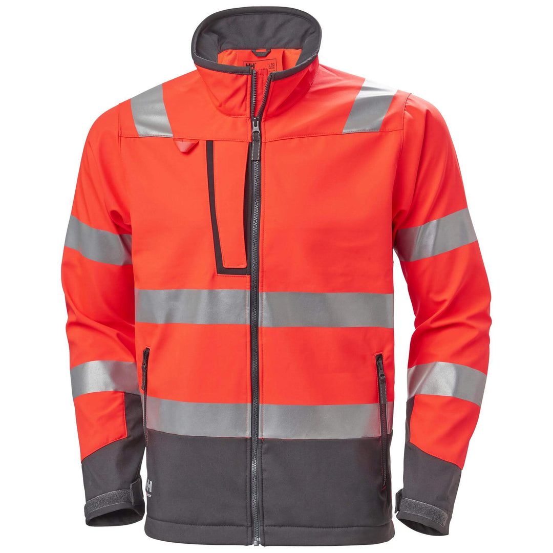 Helly Hansen Alna 2.0 Hi Vis Softshelll Jacket Red/Ebony 1 Front #colour_red-ebony