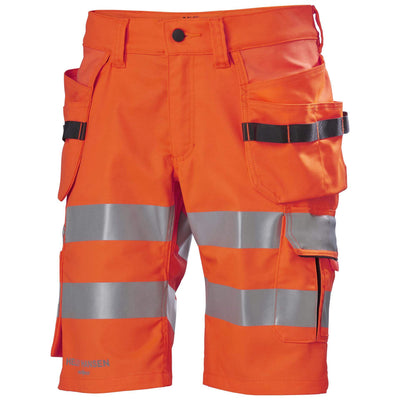 Helly Hansen Alna 2.0 Hi Vis Stretch Construction Shorts Orange/Ebony 1 Front #colour_orange-ebony