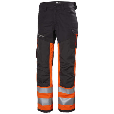Helly Hansen Alna 2.0 Hi Vis Stretch Work Trousers Class 1 Orange/Ebony 1 Front #colour_orange-ebony