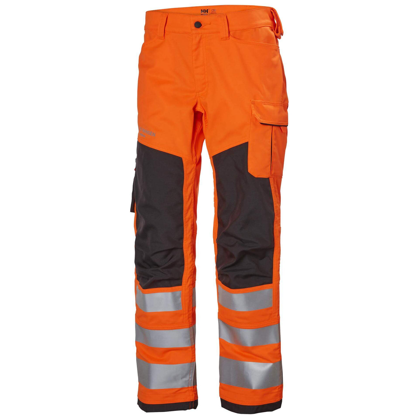 Helly Hansen Alna 2.0 Hi Vis Stretch Work Trousers Class 2 Orange/Ebony 1 Front #colour_orange-ebony