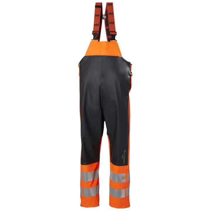 Helly Hansen Alna 2.0 Hi Vis Waterproof Rain Bib and Brace Overalls Orange/Ebony 1 Front #colour_orange-ebony