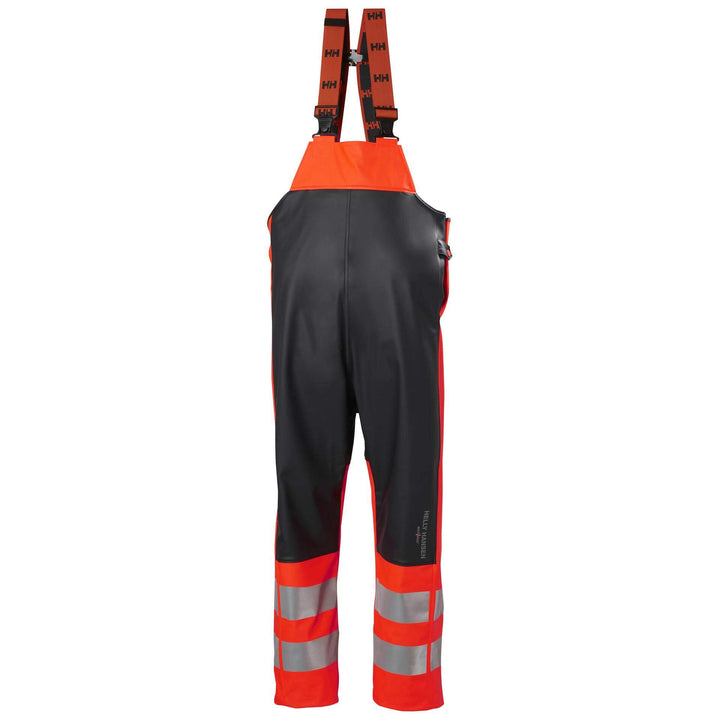 Helly Hansen Alna 2.0 Hi Vis Waterproof Rain Bib and Brace Overalls Red/Ebony 1 Front #colour_red-ebony