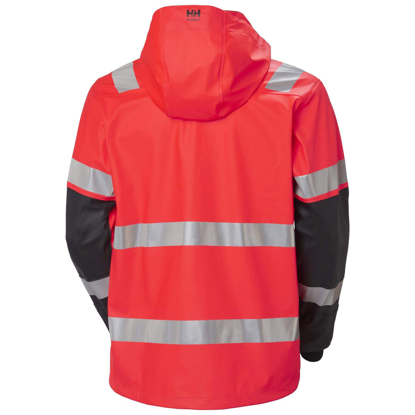 Helly Hansen Alna 2.0 Hi Vis Waterproof Rain Jacket Red/Ebony 2 Rear #colour_red-ebony