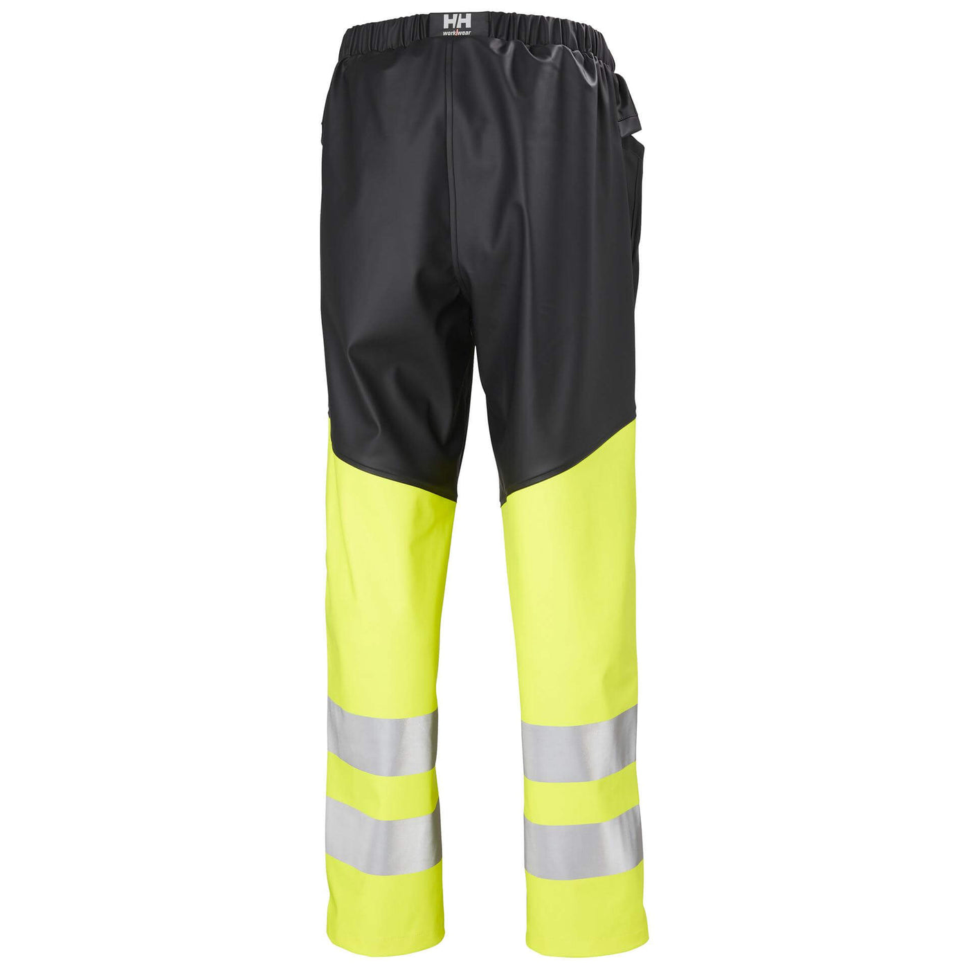 Helly Hansen Alna 2.0 Hi Vis Waterproof Rain Work Trousers Yellow/Ebony 2 Rear #colour_yellow-ebony
