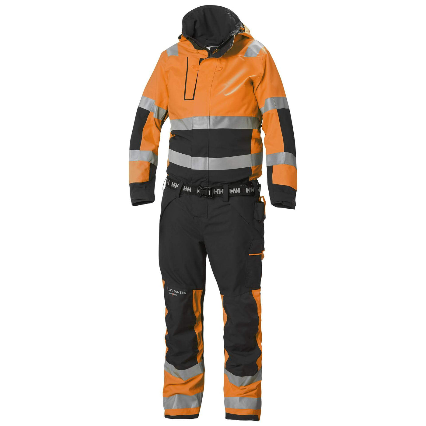 Helly Hansen Alna 2.0 Hi Vis Waterproof Shell Overalls Suit Orange/Ebony 1 Front #colour_orange-ebony