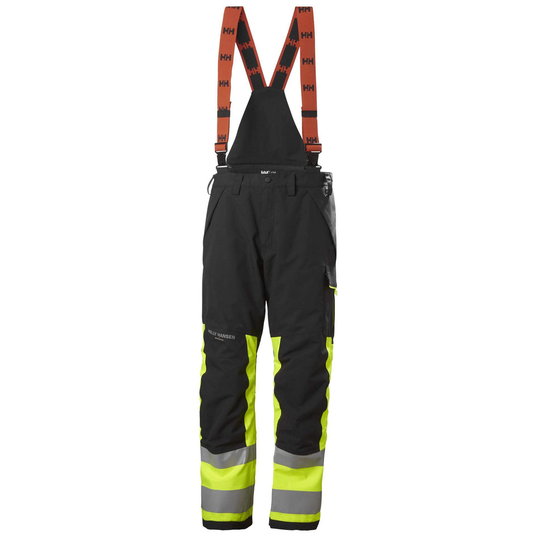 Helly Hansen Alna 2.0 Hi Vis Winter Insulated Bib and Brace Trousers Class 1 Yellow/Ebony 1 Front #colour_yellow-ebony