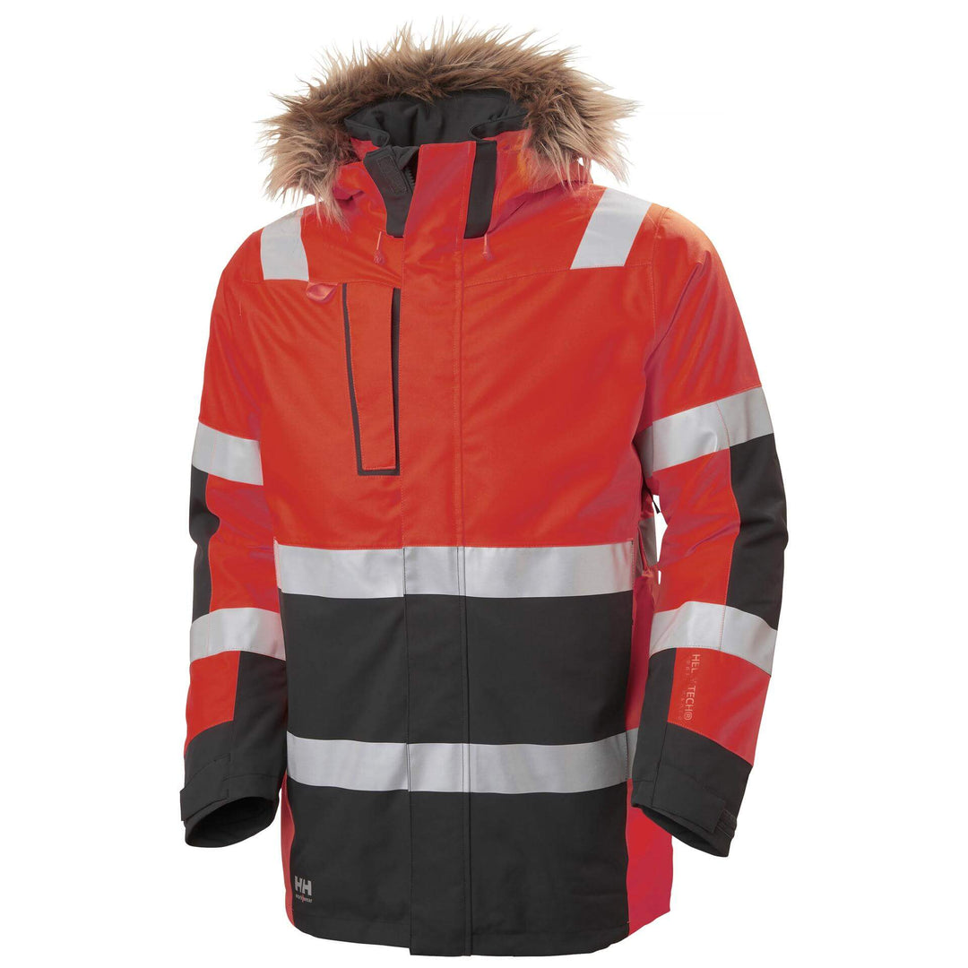 Helly Hansen Alna 2.0 Hi Vis Winter Insulated Parka Red/Ebony 1 Front #colour_red-ebony