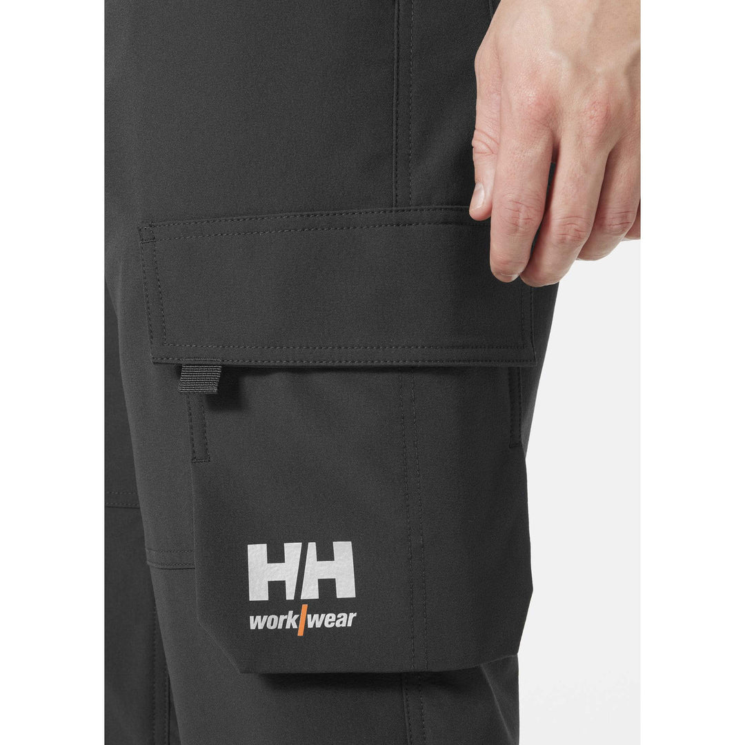 Helly Hansen Alna 4X Hi-Vis 4-Way-Stretch Cargo Trousers Class 1 Yellow/Ebony Feature 1#colour_yellow-ebony