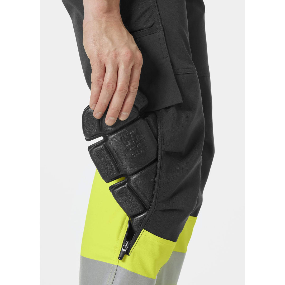 Helly Hansen Alna 4X Hi-Vis 4-Way-Stretch Construction Trousers Class 1 Yellow/Ebony Feature 2#colour_yellow-ebony