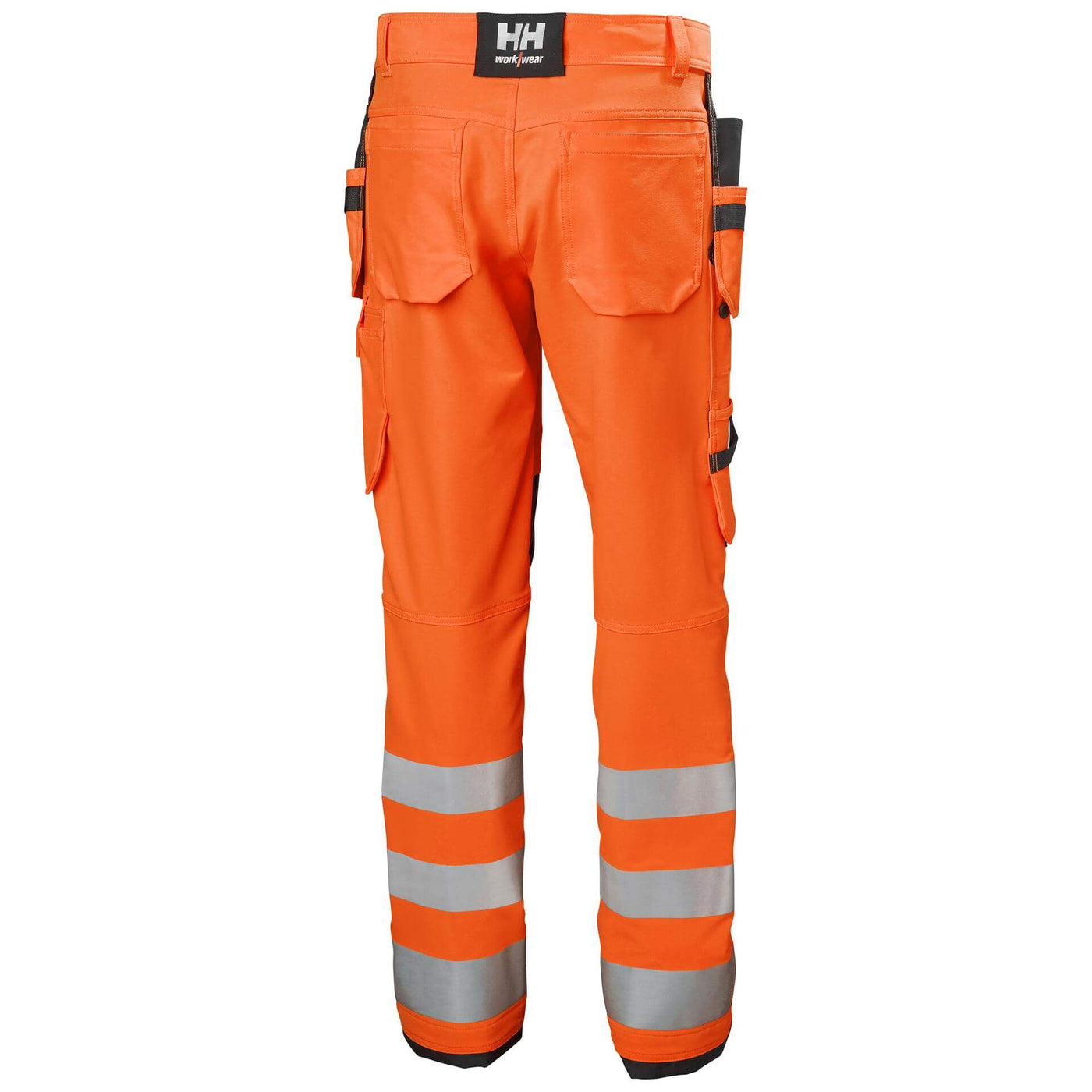 Helly Hansen Alna 4X Hi-Vis 4-Way-Stretch Construction Trousers Class 2 Orange/Ebony Back#colour_orange-ebony