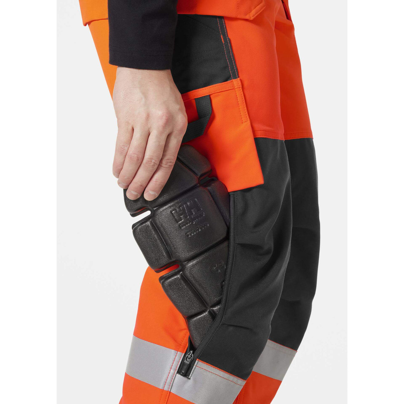 Helly Hansen Alna 4X Hi-Vis 4-Way-Stretch Construction Trousers Class 2 Orange/Ebony Feature 2#colour_orange-ebony