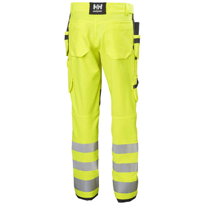 Helly Hansen Alna 4X Hi-Vis 4-Way-Stretch Construction Trousers Class 2 Yellow/Ebony Back#colour_yellow-ebony