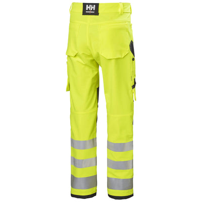 Helly Hansen Alna 4X Hi-Vis 4-Way-Stretch Work Trousers Class 2 Yellow/Ebony Back#colour_yellow-ebony