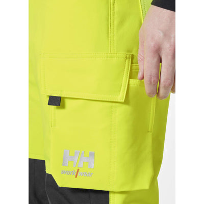 Helly Hansen Alna 4X Hi-Vis 4-Way-Stretch Work Trousers Class 2 Yellow/Ebony Feature 1#colour_yellow-ebony