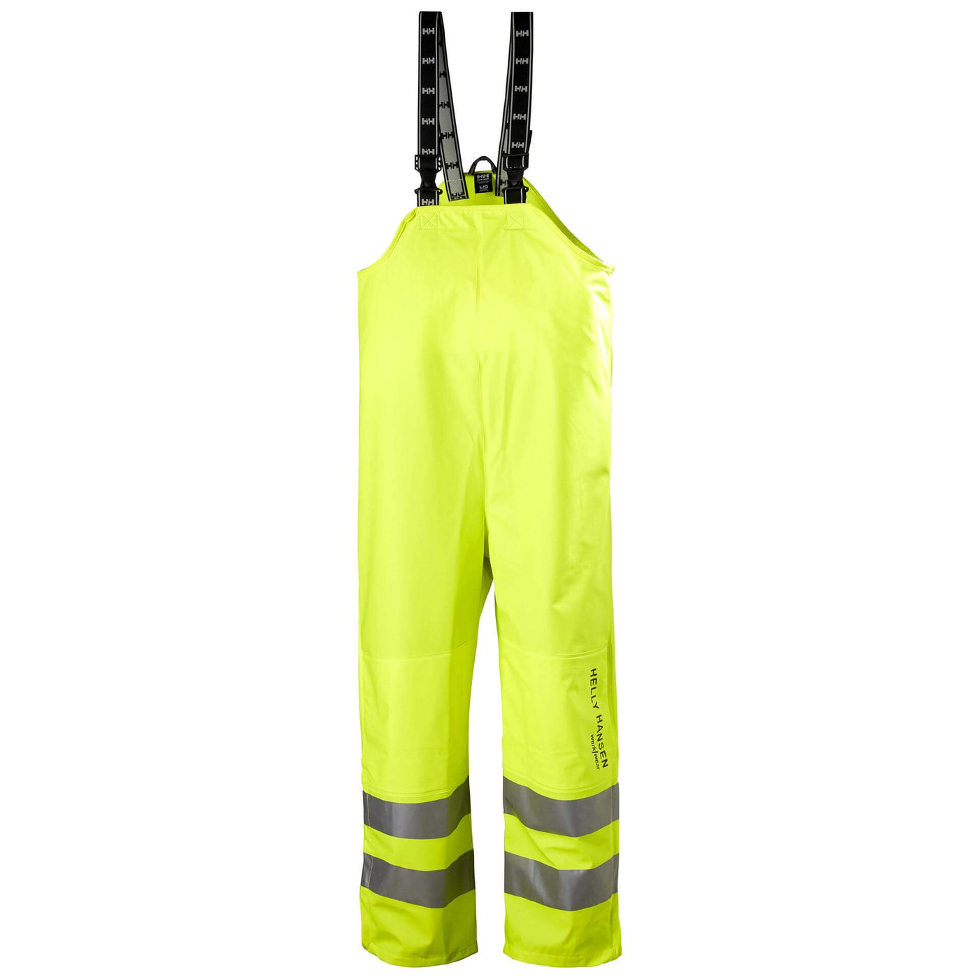 Helly Hansen Alta Hi Vis Waterproof Rain Bib and Brace Overalls Hi-Vis Yellow 1 Front #colour_hi-vis-yellow