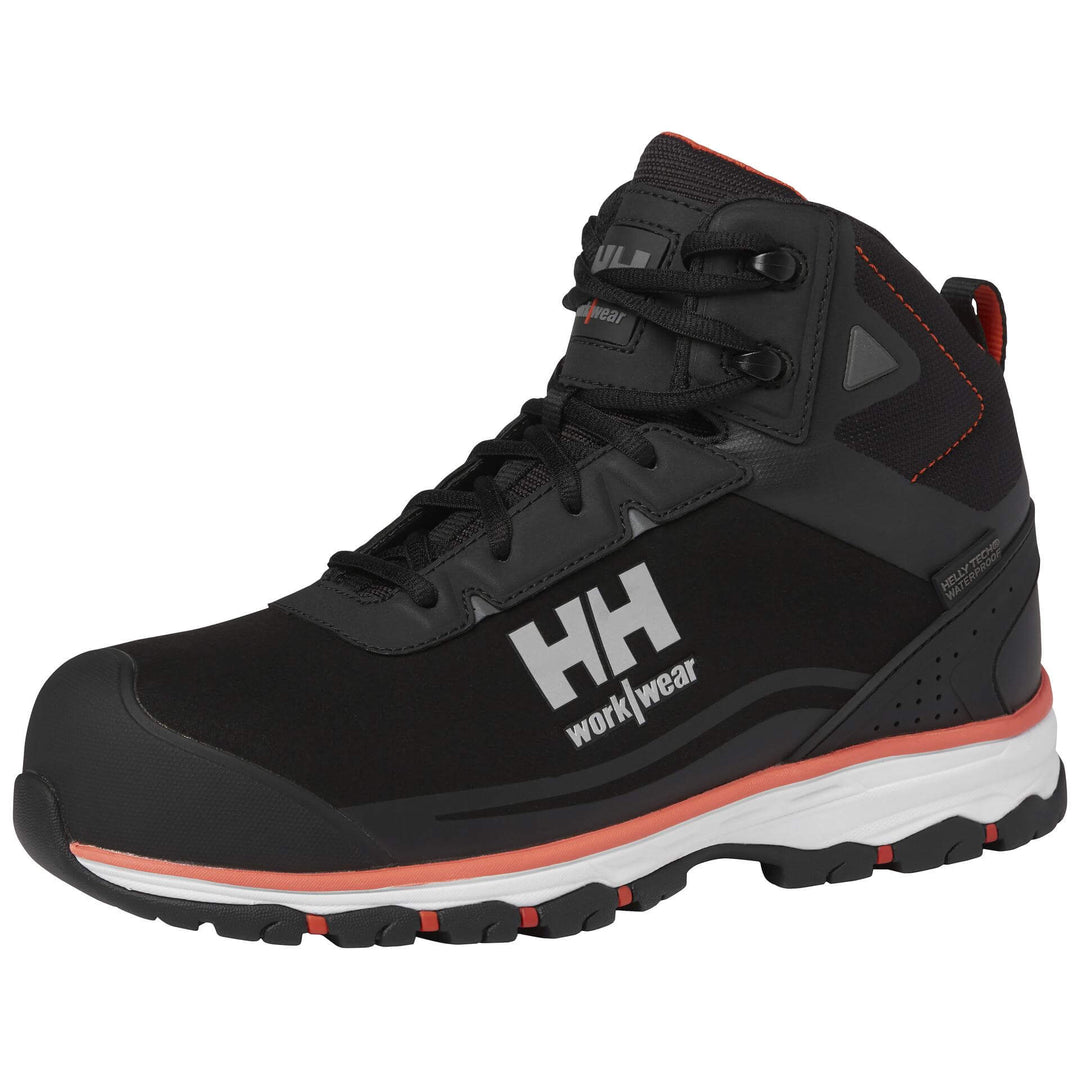 Helly Hansen Chelsea Evolution 2 Mid S3 HT Lightweight Safety Boots Black/Orange Front#colour_black-orange