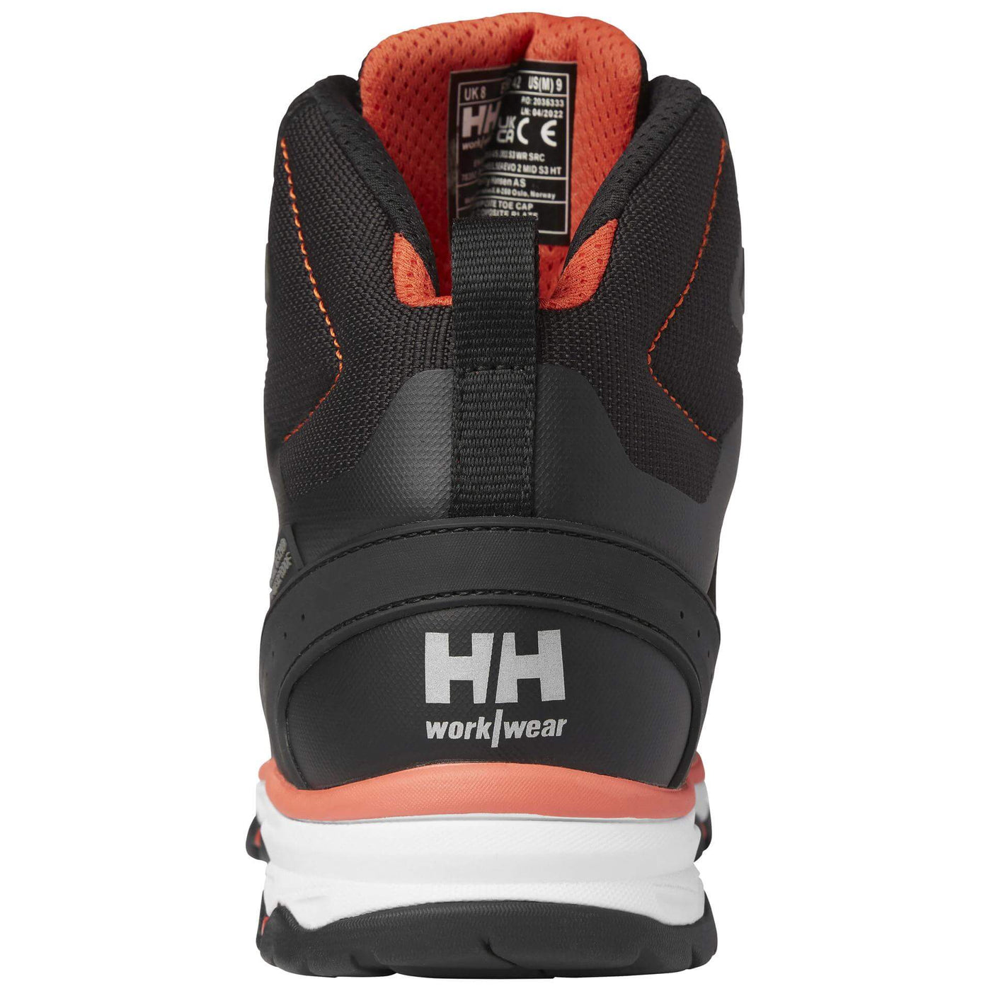 Helly Hansen Chelsea Evolution 2 Mid S3 HT Lightweight Safety Boots Black/Orange Back#colour_black-orange