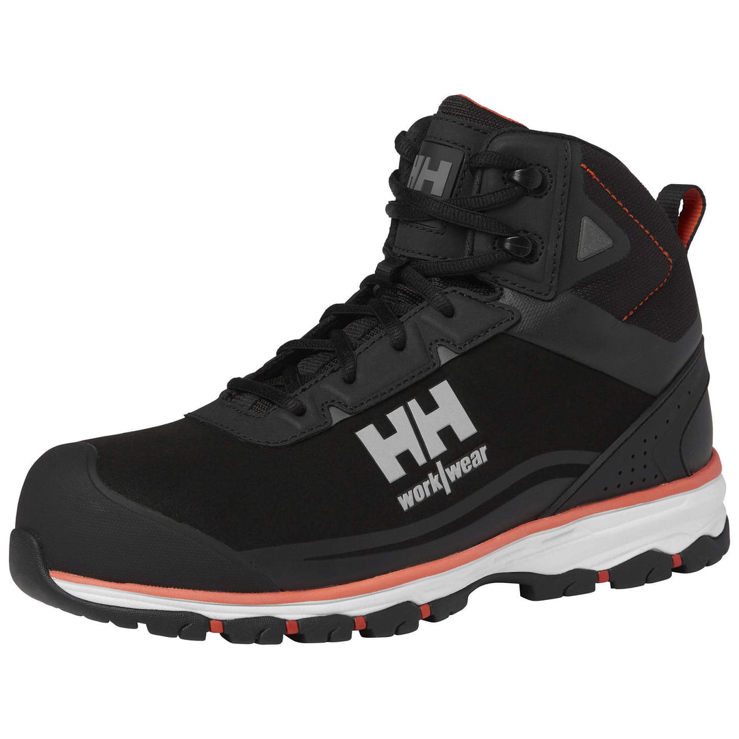 Helly Hansen Chelsea Evolution 2 Mid S3 Lightweight Safety Boots Black/Orange Front#colour_black-orange