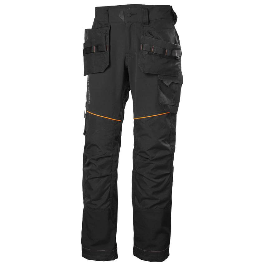 Helly Hansen Chelsea Evolution black construction work trousers with CORDURA knee pockets