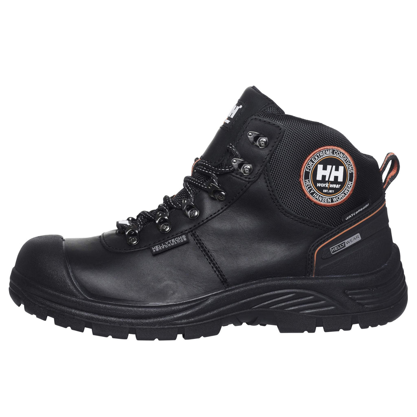 Helly Hansen Chelsea Waterproof Composite Toe Cap Work Safety Shoes Black/Orange Front#colour_black-orange