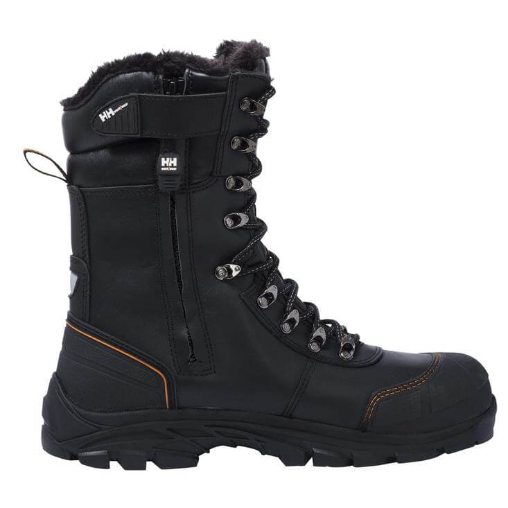Helly Hansen Chelsea Winter Tall Waterproof Composite Toe Cap Safety Work Boots Black/Orange 2 Side #colour_black-orange