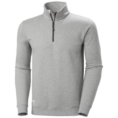 Helly Hansen Classic Half Zip Sweatshirt Grey Melange Front#colour_grey-melange