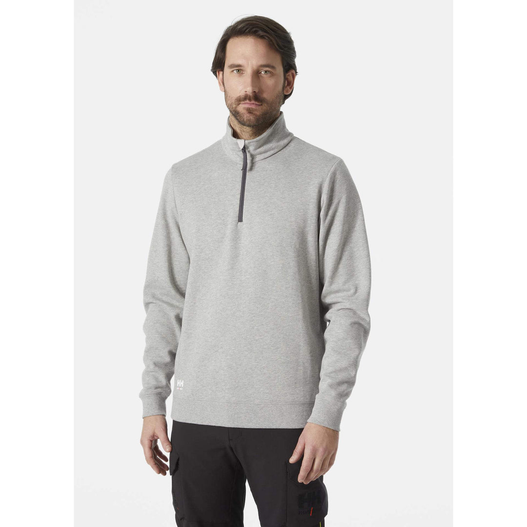 Helly Hansen Classic Half Zip Sweatshirt Grey Melange OnBody 1#colour_grey-melange