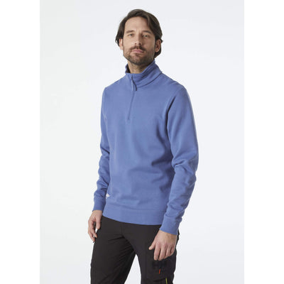 Helly Hansen Classic Half Zip Sweatshirt Stone Blue OnBody 1#colour_stone-blue
