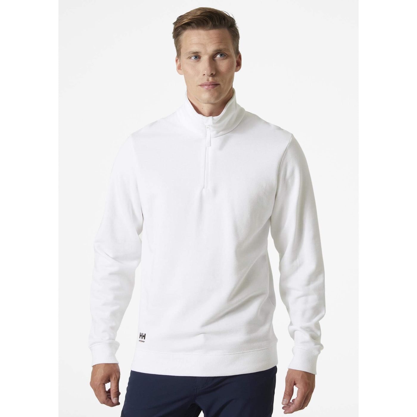Helly Hansen Classic Half Zip Sweatshirt White OnBody 1#colour_white