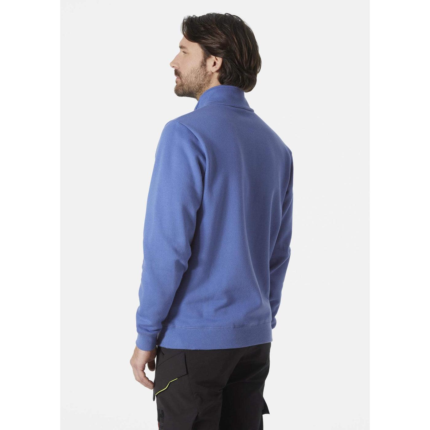Helly Hansen Classic Zip Sweatshirt Stone Blue OnBody 2#colour_stone-blue