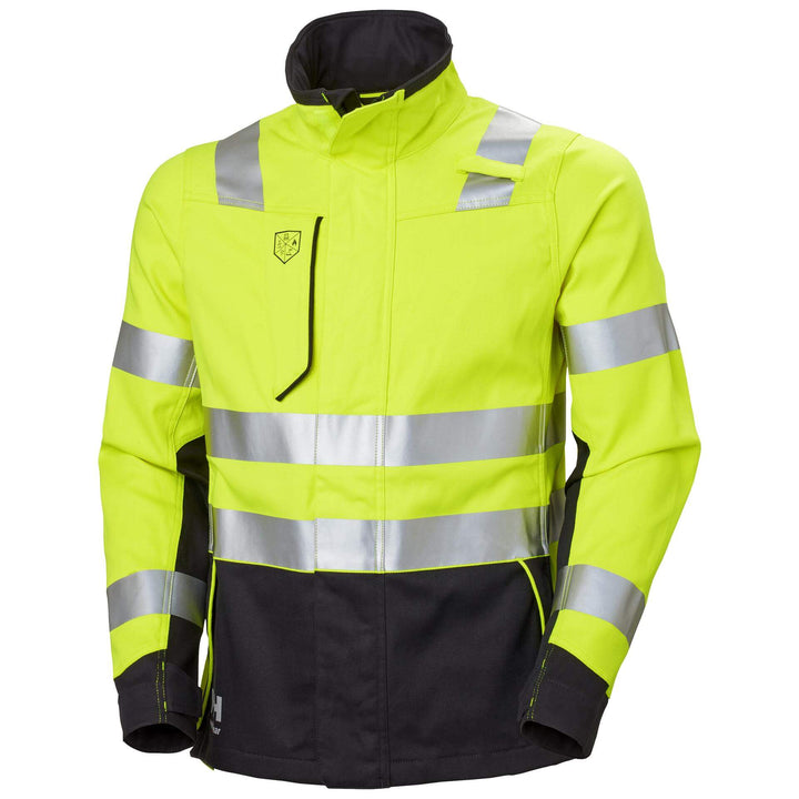 Helly Hansen Fyre Flame Retardant Jacket Hi Vis Yellow/Ebony 1 Front #colour_hi-vis-yellow-ebony