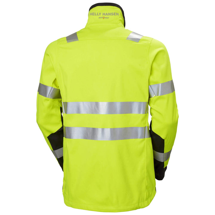 Helly Hansen Fyre Flame Retardant Jacket Hi Vis Yellow/Ebony 2 Rear #colour_hi-vis-yellow-ebony