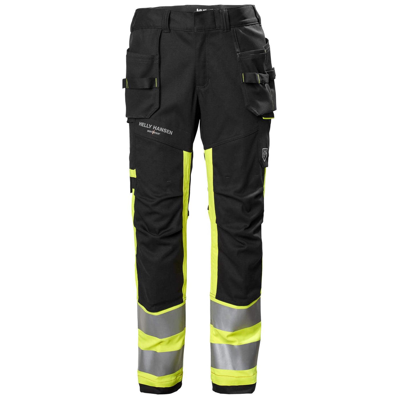 Helly Hansen Fyre Hi Vis FR Construction Trousers Class 1 Hi Vis Yellow/Ebony 1 Front #colour_hi-vis-yellow-ebony