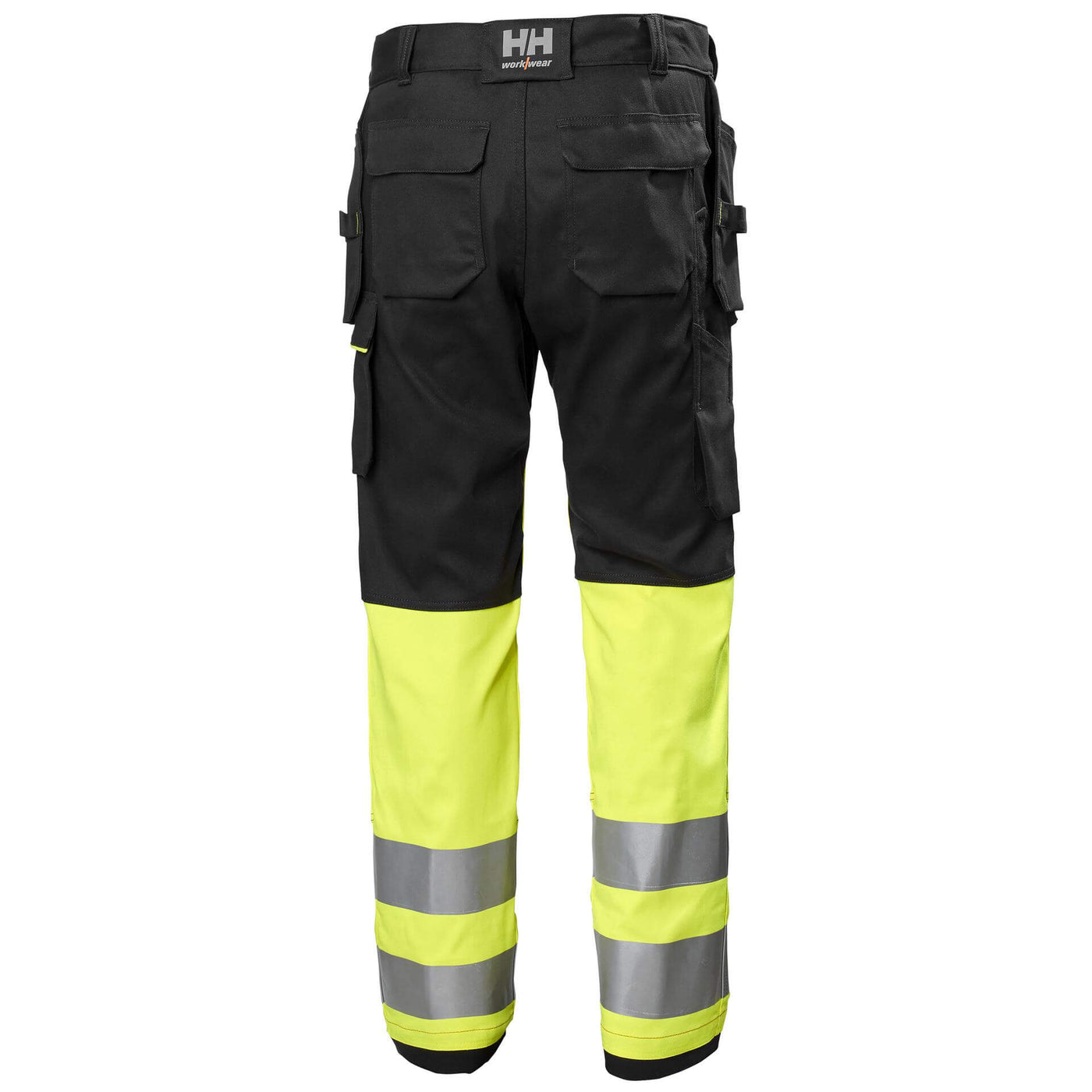 Helly Hansen Fyre Hi Vis FR Construction Trousers Class 1 Hi Vis Yellow/Ebony 2 Rear #colour_hi-vis-yellow-ebony