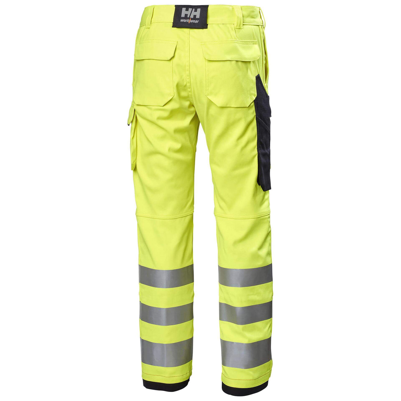 Helly Hansen Fyre Hi Vis FR Work Trousers Class 2 Hi Vis Yellow/Ebony 2 Rear #colour_hi-vis-yellow-ebony
