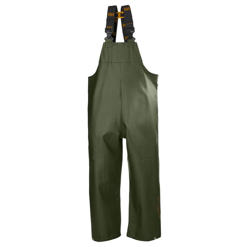 Helly Hansen Gale Waterproof Rain Bib and Brace Overalls Army Green 1 Front #colour_army-green