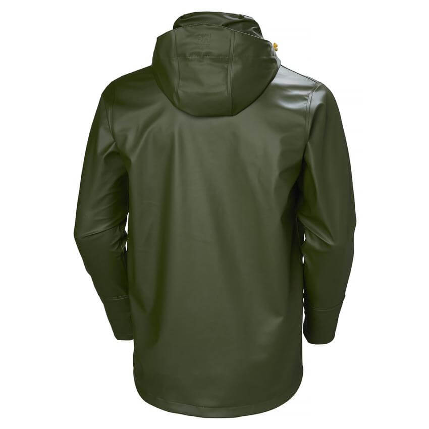 Helly Hansen Gale Waterproof Rain Jacket Army Green 2 Rear #colour_army-green