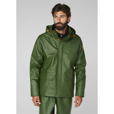 Helly Hansen Gale Waterproof Rain Jacket Army Green 3 On Body 1#colour_army-green