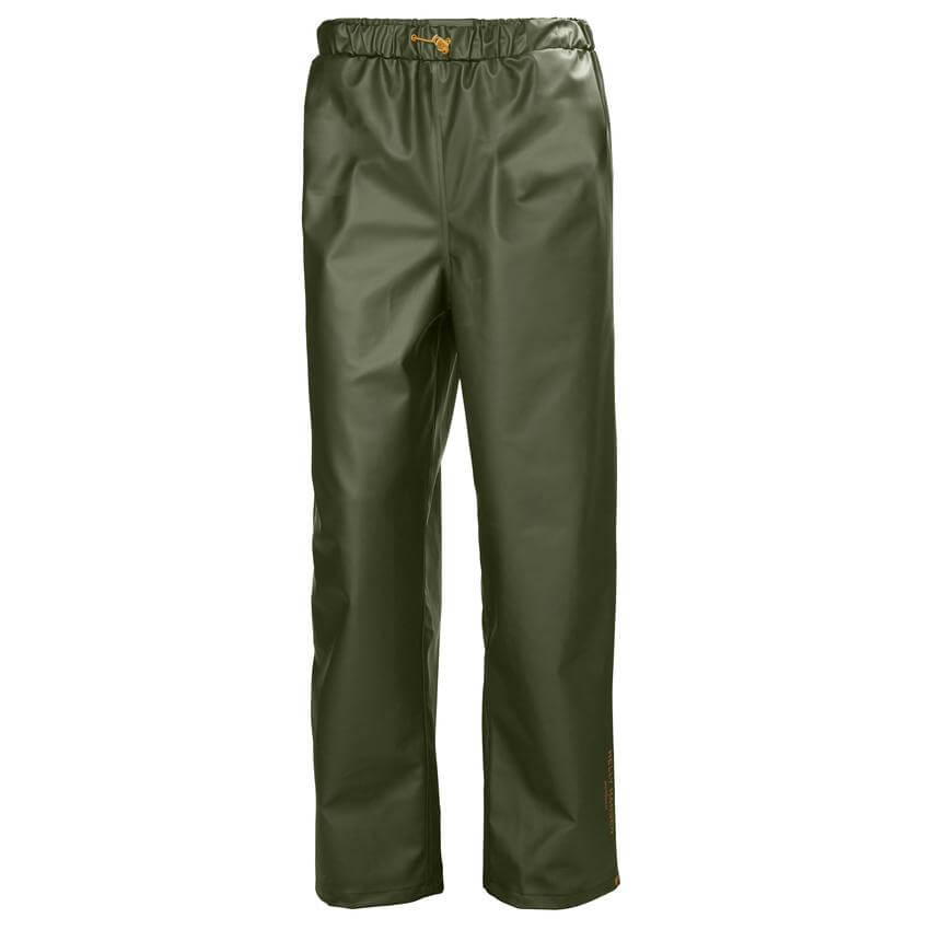 Helly Hansen Gale Waterproof Rain Work Trousers Army Green 1 Front #colour_army-green