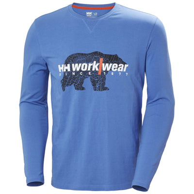 Helly Hansen HH Workwear Graphic Longsleeve T-Shirt Stone Blue 1 Front #colour_stone-blue