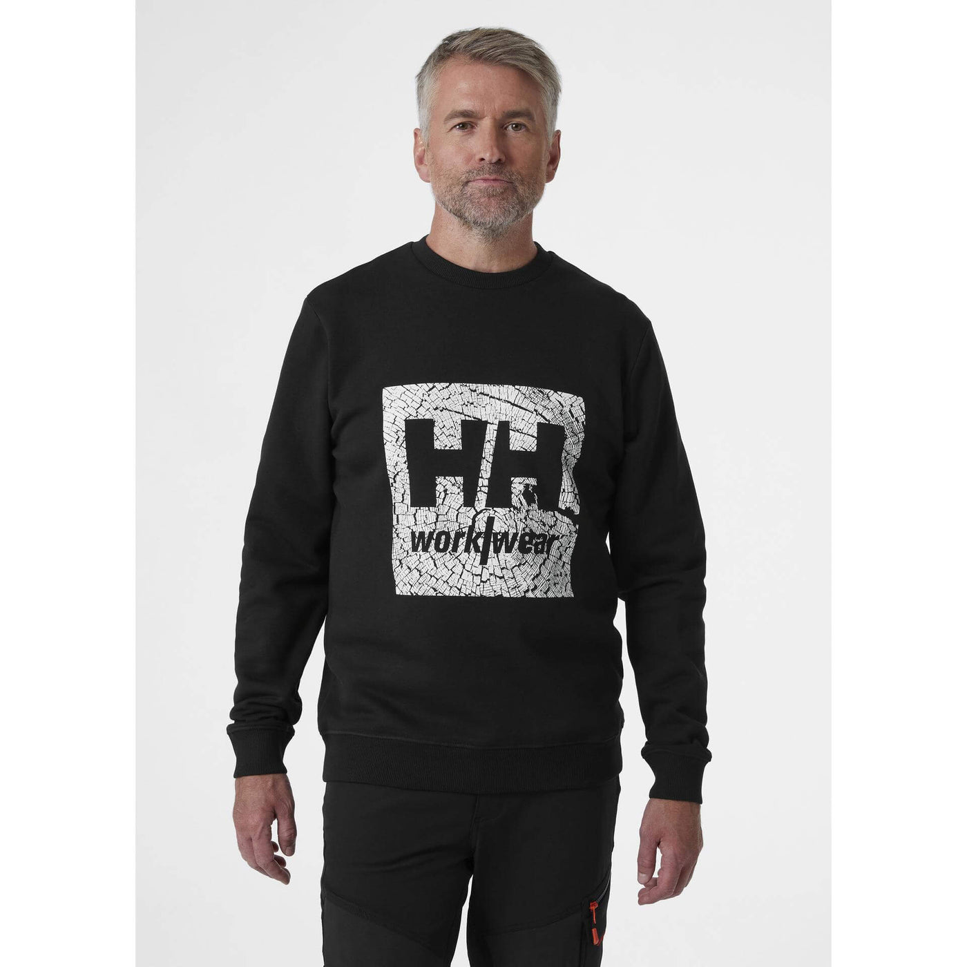 Helly Hansen HH Workwear Graphic Sweatshirt Black 3 On Body 1#colour_black